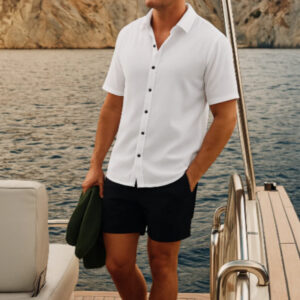 Men's Waffle Short Sleeve Shirt Set