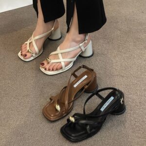 Women's Fashionable All-match Gentle Temperament Ankle-strap High Heel Sandals