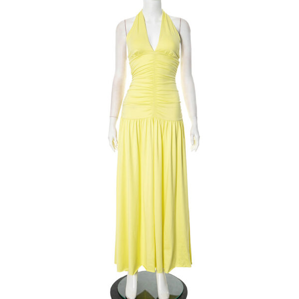 Elegant Halter Long Dress Sexy Slit Dress - Image 4