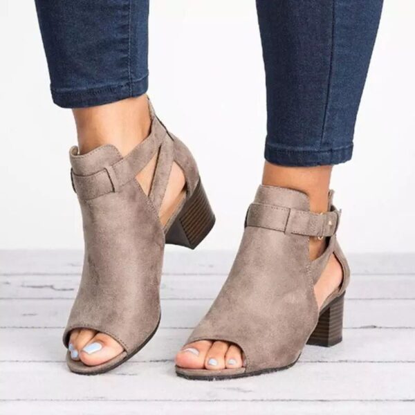 European And American Women's Back Zipper Sandals - Image 5