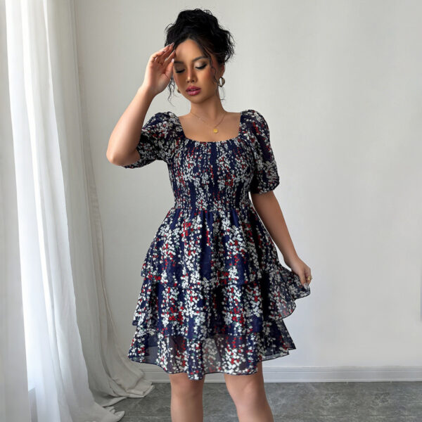 European And American Elegant Floral Cake Dress - Image 2