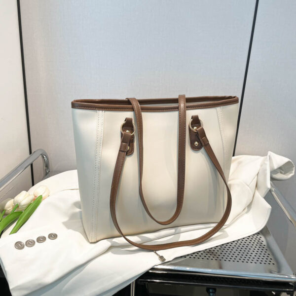Contrast Color Retro Large Capacity New High Sense Tote Bag Student Leisure Commuter Bag - Image 8