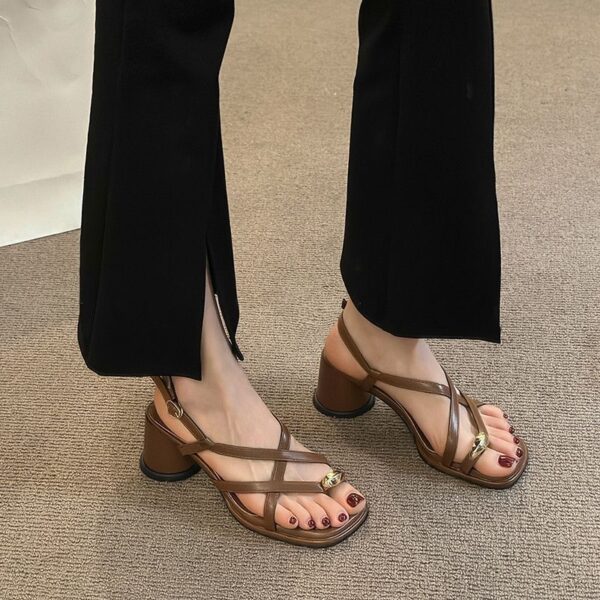 Women's Fashionable All-match Gentle Temperament Ankle-strap High Heel Sandals - Image 2