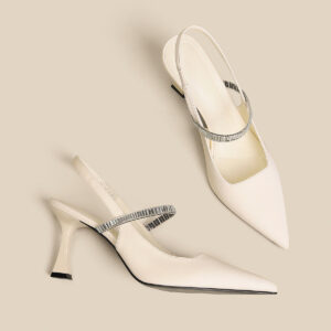 Women's Black High Heels Stiletto Pointed Toe Sandals With Skirt