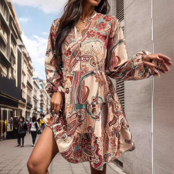 Cashew Print Long Sleeve Dress - Image 5