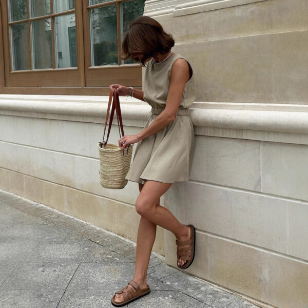 Cotton And Linen Comfortable Short Skirt Casual Suit Women - Image 5