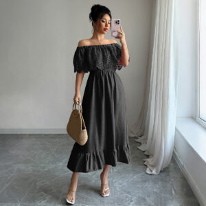 European And American Elegant Style Off-shoulder A- Line Dress
