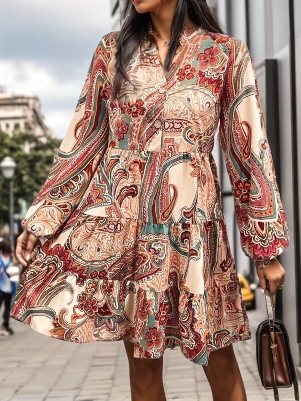 Cashew Print Long Sleeve Dress - Image 2
