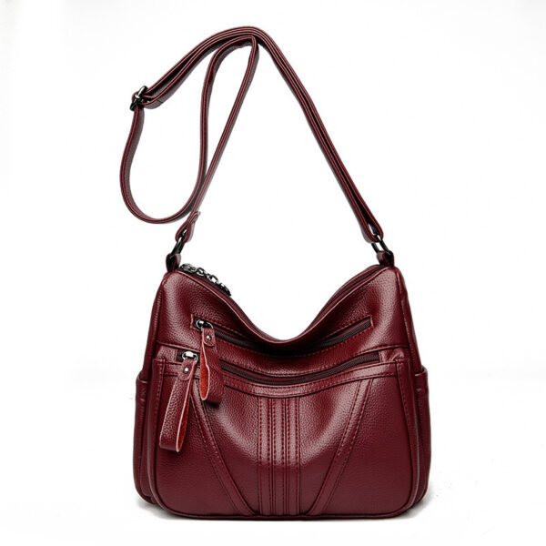 Genuine Leather Simple Shoulder Messenger Bag - Image 3