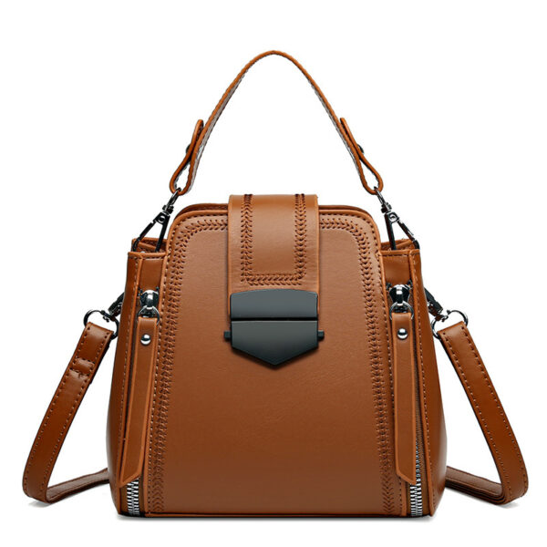 Elegant Lady Soft Leather Textured Small Handbag - Image 8