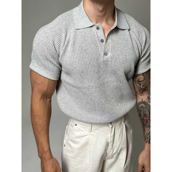 Summer Short-sleeved Sweater Men's Honeycomb Hollow - Image 2
