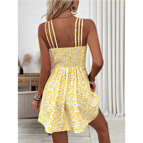 Summer Yellow Printings Casual Women's Dress - Image 6