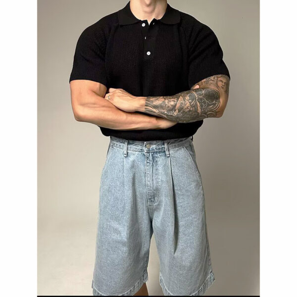 Summer Short-sleeved Sweater Men's Honeycomb Hollow - Image 4