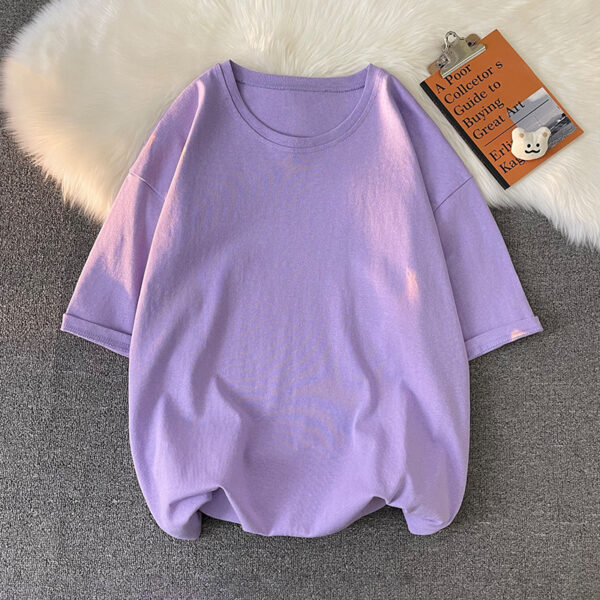 Loose Plus Size Solid Color T-shirt Top - Image 6