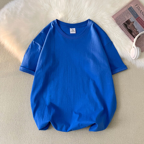 Loose Plus Size Solid Color T-shirt Top - Image 5