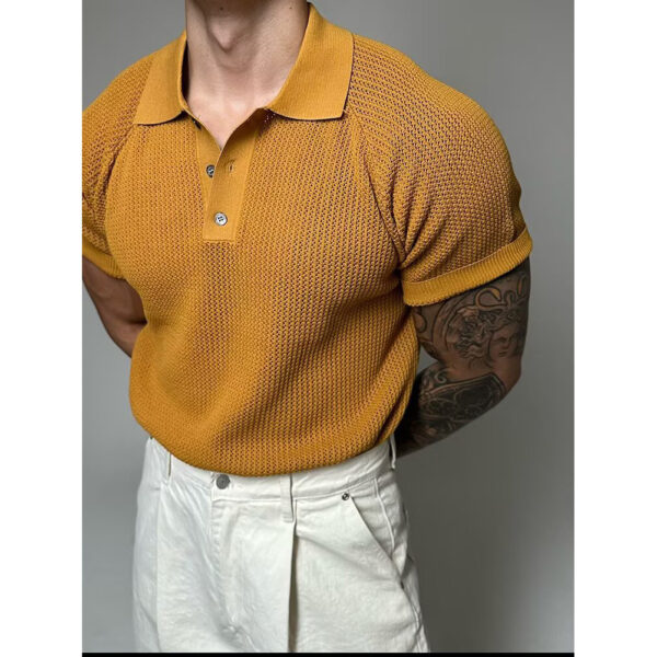 Summer Short-sleeved Sweater Men's Honeycomb Hollow - Image 3