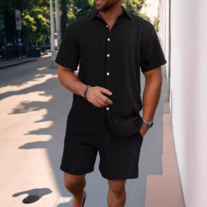 Shirt Casual Loose Short Sleeves Trousers Beach Suit