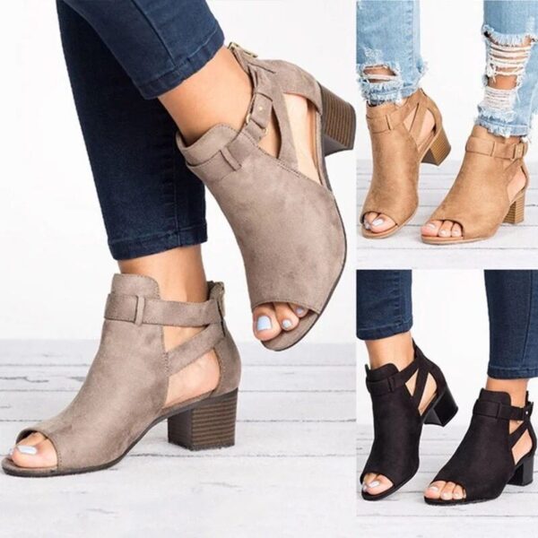 European And American Women's Back Zipper Sandals - Image 6