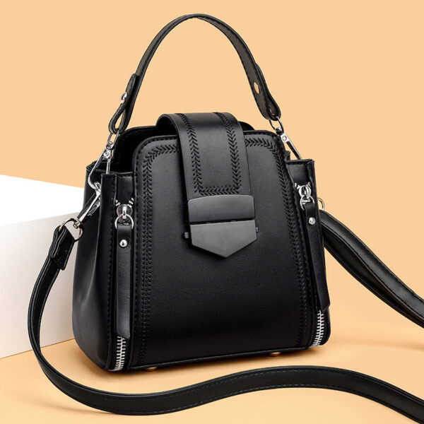 Elegant Lady Soft Leather Textured Small Handbag - Image 3