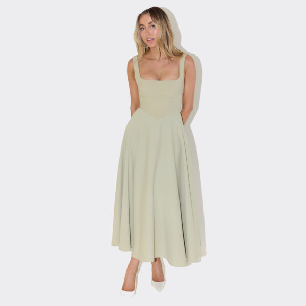 Square-neck Sleeveless Waist Trimming Sling Dress - Image 7