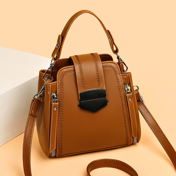 Elegant Lady Soft Leather Textured Small Handbag - Image 4