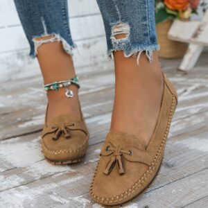 Women's Pure Color All-matching Bow Simple Flat Shoes