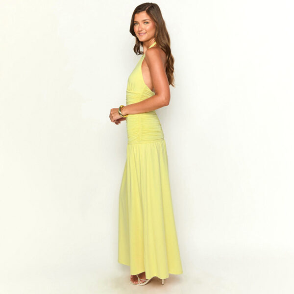 Elegant Halter Long Dress Sexy Slit Dress - Image 3