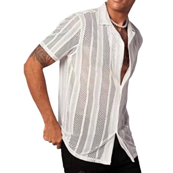 Button Knitted Short-sleeved Shirt Men's Shirt - Image 6