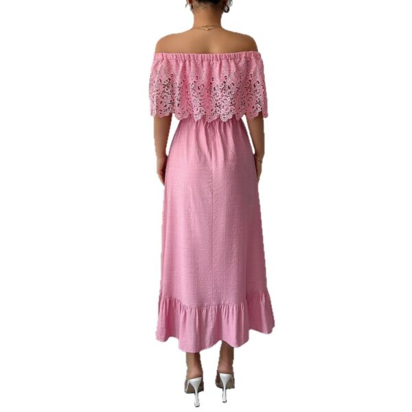 European And American Elegant Style Off-shoulder A- Line Dress - Image 5