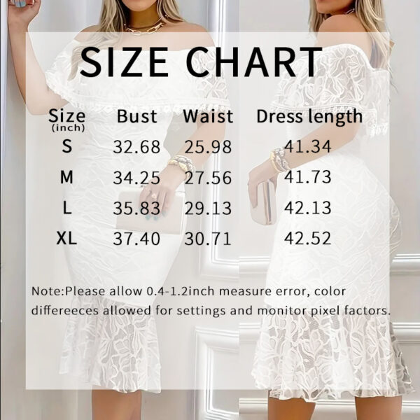 Women's Elegant Floral Lace Off The Shoulder Dress Scallop Trim Party Wedding Guest Bodycon Dress - Image 4