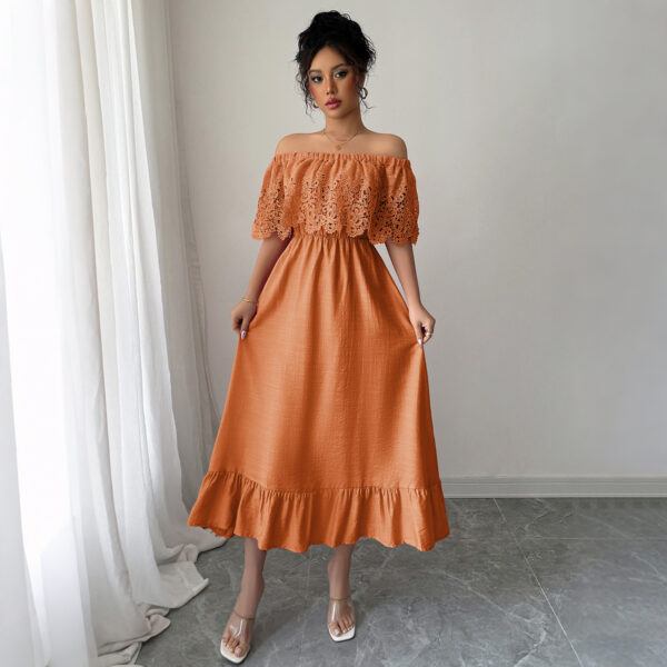 European And American Elegant Style Off-shoulder A- Line Dress - Image 4