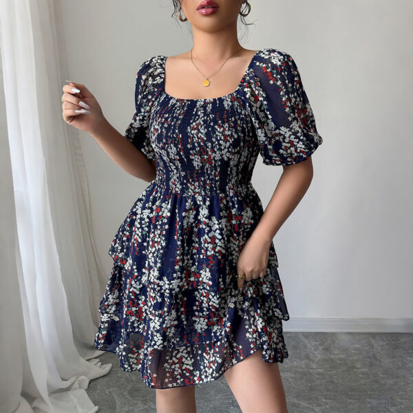 European And American Elegant Floral Cake Dress - Image 3