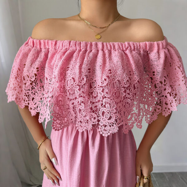 European And American Elegant Style Off-shoulder A- Line Dress - Image 6