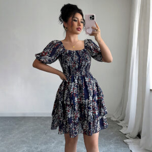 European And American Elegant Floral Cake Dress