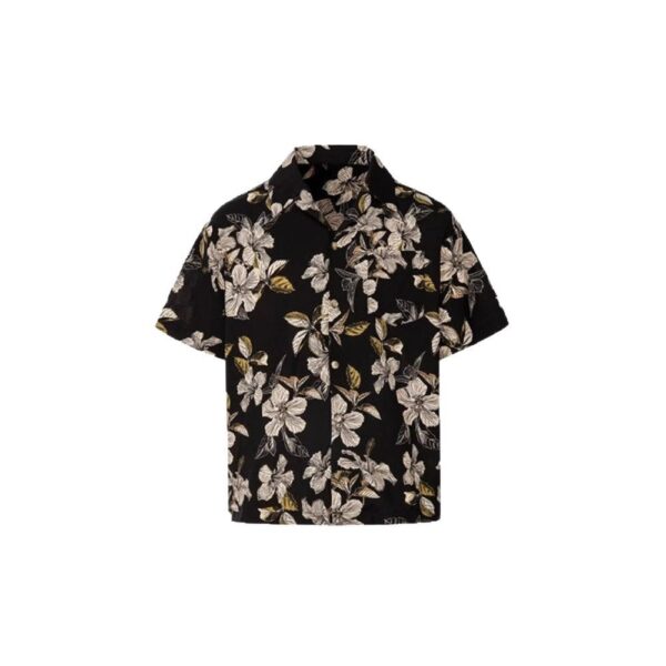 Vintage Cuban Collar Ice Silk Printed Shirt - Image 2