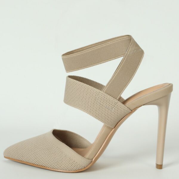 Closed Toe Back Empty Elastic Band Stretch High Heels Pointed Sandals - Image 6